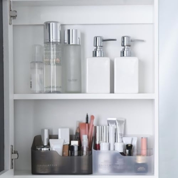 UNIKON Eunion Makeup Organizer, Clear Small Countertop Makeup Caddy Storage Organization Bins Cosmetics Holder for Cabinet