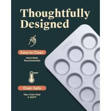 Caraway Non-Stick Ceramic 12-Cup Muffin Pan - Naturally Slick Ceramic Coating - Non-Toxic, PTFE & PFOA Free - Perfect for Cupcakes, Muffins, and More - Navy