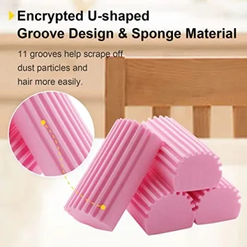 Jeymei 4-Pack Damp Clean Duster Sponge, Sponge Cleaning Brush, Duster for Cleaning Blinds, Glass, Baseboards, Vents, Railings, Mirrors, Window Track Grooves and Faucets Pink Non-Scratch Sponges