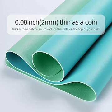 YSAGi Desk Mat, Mouse Pad,Waterproof Desk Pad,Large mouse pad for desk, Leather Desk Pad Large for Keyboard and Mouse,Dual-Sided Mouse Mat for Office and Home (35.4" x 17", Calamine Blue+Cobalt Green)