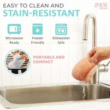 BNU Baby Feeding Set - Silicone Baby Bib, Baby Bowl with Suction, Baby feeding Spoon, Travel Bag - Baby Led Weaning Supplies - Self Eating Baby Utensils Toddler Utensils - Baby Essentials-Baby spoons