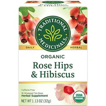 Traditional Medicinals Organic Rose Hips & Hibiscus Herbal Tea, Supports Everyday Wellness, (Pack of...