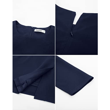 JASAMBAC Women's Bodycon Pencil Dress Office Wear to Work Dresses with Pocket Belt