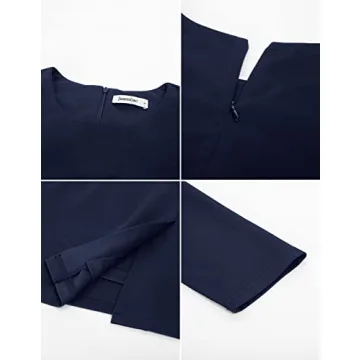 JASAMBAC Women's Bodycon Pencil Dress Office Wear to Work Dresses with Pocket Belt