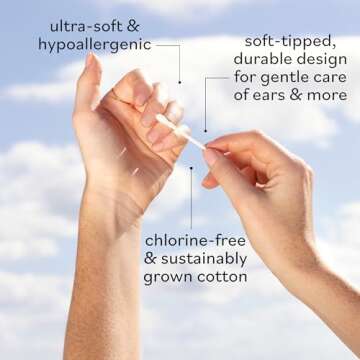 Sky Organics - Organic Cotton Swabs, 500 ct. - Ultra Soft Tips - Strong & Durable - Hypoallergenic - Chlorine Free - Sustainable - with Ebook - Natural, Vegan & Cruelty Free - Skin Care & Self Care