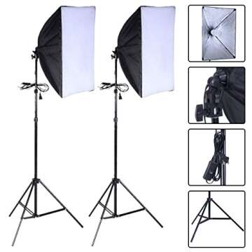 Safstar Photography Softbox Lighting Kit 24"x16" Socket Ligh Photo Portrait Studio Lighting Diffuser...