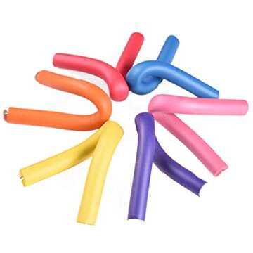 10pcs Flexi Rods Curlers for Natural Hair, Flexible Curling Rods Easy No Heat Soft Foam Hair Rods Rollers Sleep in Twist-Flex Rods Curler for Short Medium Long Straight Hair Styling