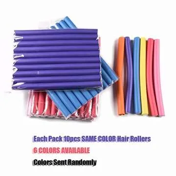 10pcs Flexi Rods Curlers for Natural Hair, Flexible Curling Rods Easy No Heat Soft Foam Hair Rods Rollers Sleep in Twist-Flex Rods Curler for Short Medium Long Straight Hair Styling