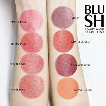 KYDA Blush Beauty Wand, Shimmer Face Blush with Cushion Applicator, Natural Pearl Finish, Silky Smooth Creamy Formula, Lightweight Blendable Blush Rouge Stick-Pearl Pink