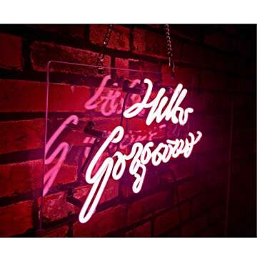 Gritcol Pink Hello Gorgeous Neon Sign Man Cave Room Decor Neon Lights Love Gifts Real Glass Hand Made 14"x9"