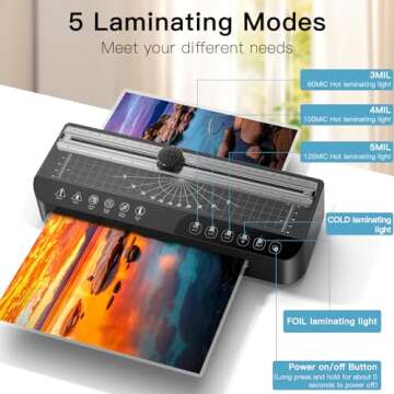 Raycial Laminator Machine A4, Laminating Machine with 50 Laminating Pouches, Hot and Cold Thermal La...