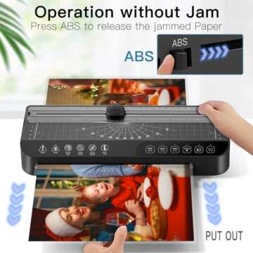 Raycial Laminator Machine A4, Laminating Machine with 50 Laminating Pouches, Hot and Cold Thermal Laminator, 4-in-1 Lamination Machine with 5 Laminating Modes and Auto-Off for Home Office School Use