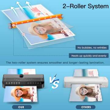 Raycial Laminator Machine A4, Laminating Machine with 50 Laminating Pouches, Hot and Cold Thermal Laminator, 4-in-1 Lamination Machine with 5 Laminating Modes and Auto-Off for Home Office School Use