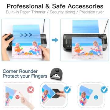 Raycial Laminator Machine A4, Laminating Machine with 50 Laminating Pouches, Hot and Cold Thermal Laminator, 4-in-1 Lamination Machine with 5 Laminating Modes and Auto-Off for Home Office School Use