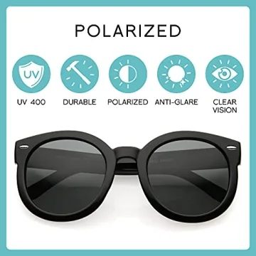 zeroUV Retro Oversized Sunglasses for Women in Black/Smoke