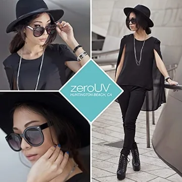 zeroUV Retro Oversized Sunglasses for Women in Black/Smoke