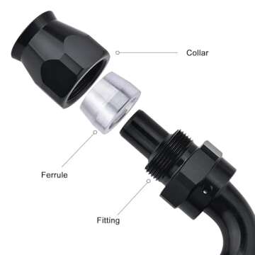 EVIL ENERGY 6AN PTFE Hose End Fitting 180 Degree Black for PTFE Hose Only