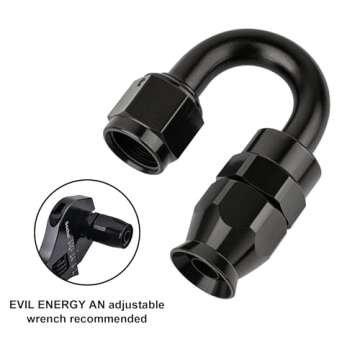 EVIL ENERGY 6AN PTFE Hose End Fitting 180 Degree Black for PTFE Hose Only