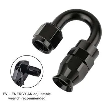 EVIL ENERGY 6AN PTFE Hose End Fitting 180 Degree Black for PTFE Hose Only