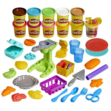 Play-Doh Farmer's Market Kitchen Playset, 28 Play Food Accessories & Tools, 11 Colors, Back to Schoo...