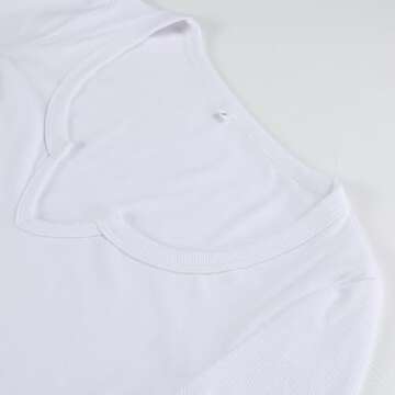 Artfish Women's Long Sleeve Scoop Neck V Notch Ribbed Slim Fitted Casual Basic Crop Top (White, S)