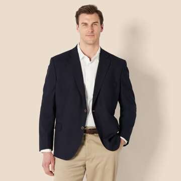 Classic-Fit Button-Front Stretch Blazer for Men