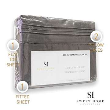 1500 Supreme Collection Queen Sheet Sets Gray - Luxury Hotel Bed Sheets and Pillowcase Set for Queen Mattress - Extra Soft, Elastic Corner Straps, Deep Pocket Sheets, Queen Gray