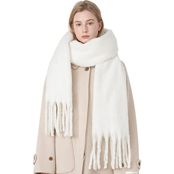 OUNIYA Big Chunky Plaid Scarf Colorful Checked Oversized Thick Scarves Soft Large Cashmere Wool Shaw...