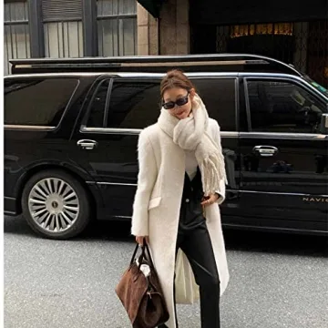 OUNIYA Oversized Plaid Scarf for Winter Fashion Chic