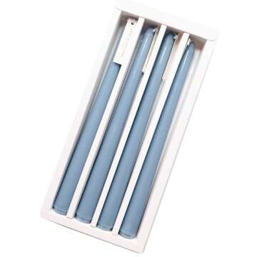 Taper Candles 10'' Dusty Blue Non Toxic Candle Sticks Set of 4 | Mild Vanilla Scented Natural Soy Wax Candlesticks for Home Decorations, Tapered Candles for Mantles,Wedding, House Warming Gifts