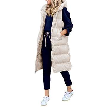 Inorin Womens Down Vest with Stand Collar Thick Hooded Sleeveless Long Coats Jacket