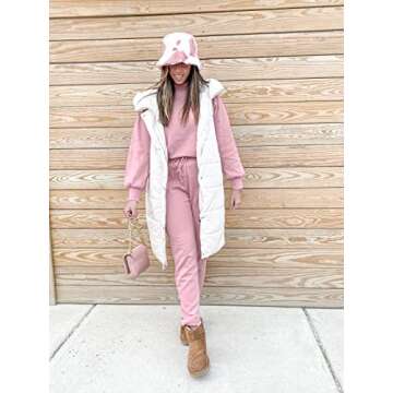 Inorin Womens Down Vest with Stand Collar Thick Hooded Sleeveless Long Coats Jacket