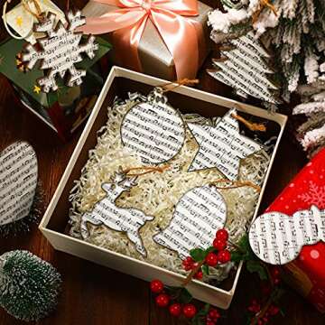 Chunful 24 Pieces Wooden Christmas Music Ornaments for Tree Treble Clef Wooden Christmas Ornaments Vintage Musical Decorative Hanging Ornaments for Xmas Rock and Roll Music Party (Classic Style)