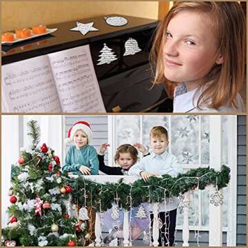 Chunful 24 Pieces Wooden Christmas Music Ornaments for Tree Treble Clef Wooden Christmas Ornaments Vintage Musical Decorative Hanging Ornaments for Xmas Rock and Roll Music Party (Classic Style)