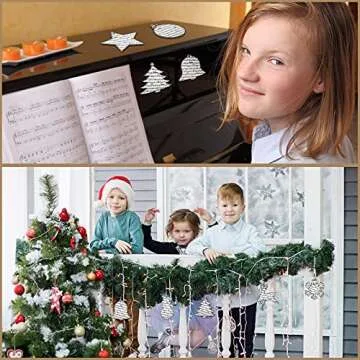 Chunful 24 Pieces Wooden Christmas Music Ornaments for Tree Treble Clef Wooden Christmas Ornaments Vintage Musical Decorative Hanging Ornaments for Xmas Rock and Roll Music Party (Classic Style)