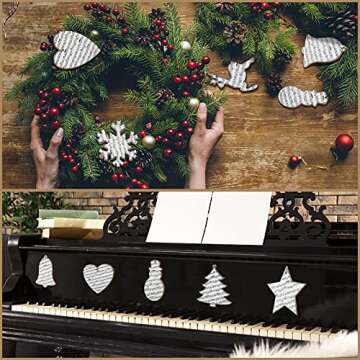 Chunful 24 Pieces Wooden Christmas Music Ornaments for Tree Treble Clef Wooden Christmas Ornaments Vintage Musical Decorative Hanging Ornaments for Xmas Rock and Roll Music Party (Classic Style)