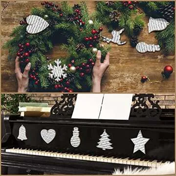 Chunful 24 Pieces Wooden Christmas Music Ornaments for Tree Treble Clef Wooden Christmas Ornaments Vintage Musical Decorative Hanging Ornaments for Xmas Rock and Roll Music Party (Classic Style)