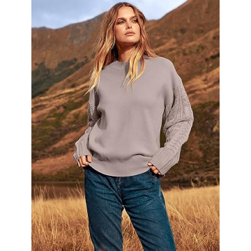 Cozy Oversized Cable Knit Pullover Sweater for Women