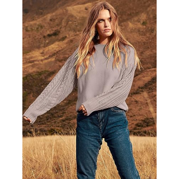 Cozy Oversized Cable Knit Pullover Sweater for Women