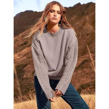 Cozy Oversized Cable Knit Pullover Sweater for Women