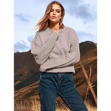 Cozy Oversized Cable Knit Pullover Sweater for Women