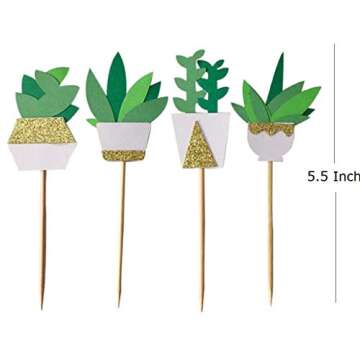 JANOU Cactus Cupcake Toppers Fiesta Cake Toppers Picks Succulents Decor for Birthday Wedding Summer Luau Party Favors Pack 12pcs