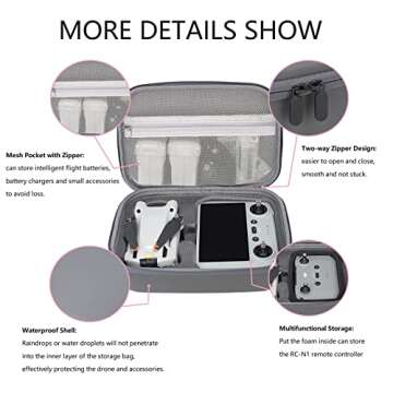 Flyekist Storage Bag for DJI Mini 3/Mini 3 Pro-Mini 3 Pro Drone Case Hard Shell Travel Carrying case Compatible with DJI Mini 3/Mini 3 Pro, DJI RC/DJI RC-N1 and Accessories