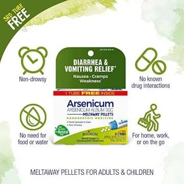 Boiron Arsenicum Album 30C Homeopathic Medicine for Relief from Diarrhea, Nausea, Vomiting, Cramps, and Traveler's Diarrhea - 3 Count (240 Pellets)