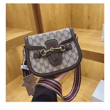 Women's Small Crossbody Bags with Golden Buckle Artificial Leather Purse Handbag in Fashionable Design (coffee-02)