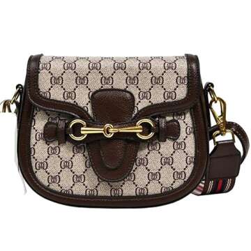 Women's Small Crossbody Bags with Golden Buckle Artificial Leather Purse Handbag in Fashionable Design (coffee-02)