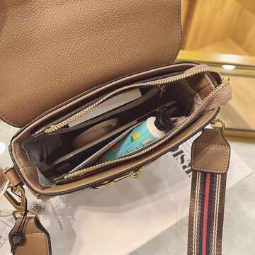 Women's Small Crossbody Bags with Golden Buckle Artificial Leather Purse Handbag in Fashionable Design (coffee-02)