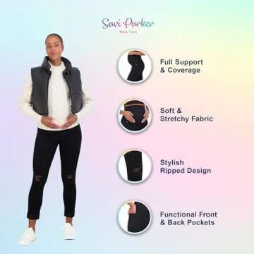 Savi Parker Women’s Ripped Maternity Jeans Over The Belly - Stylish Fall Maternity Wear for Moms