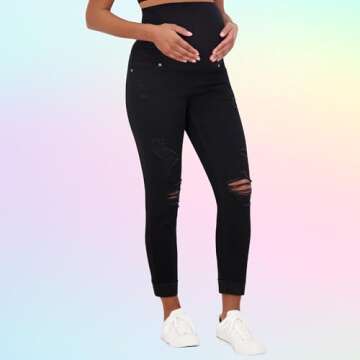 Savi Parker Women’s Ripped Maternity Jeans for Expecting Moms
