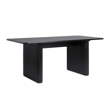 Walker Edison Modern Reeded Dining Table 68 Inch Black